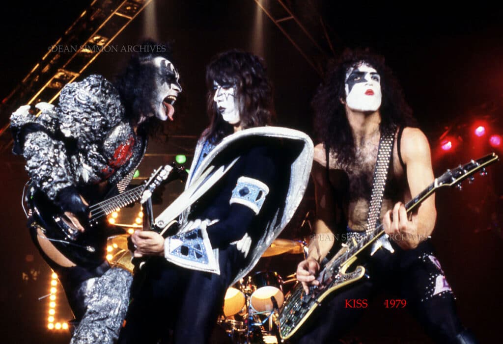 GENE SIMMONS,ACE FREHLEY AND PAUL STANLEY OF 'KISS', ENTHRALL THE CROWD IN CHICAGO FOR THEIR 1979 "DYNASTY" WORLD TOUR.