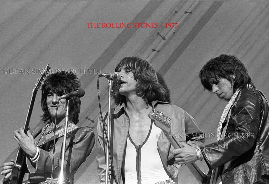 RONNIE WOOD,MICK JAGGER AND KEITH RICHARDS ROCK MILWAUKEE, WI ON JUNE 8TH, 1975 FOR THE "TOUR OF THE AMERICAS".